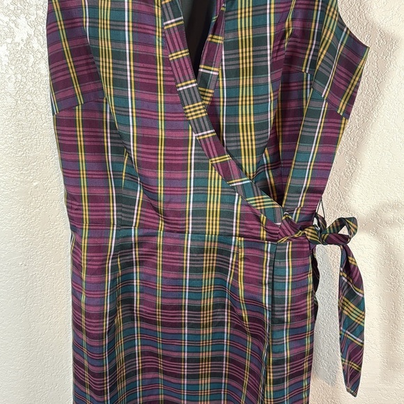 ICE Plaid Silk Collared True Wrap Dress Size 6 - Picture 2 of 6